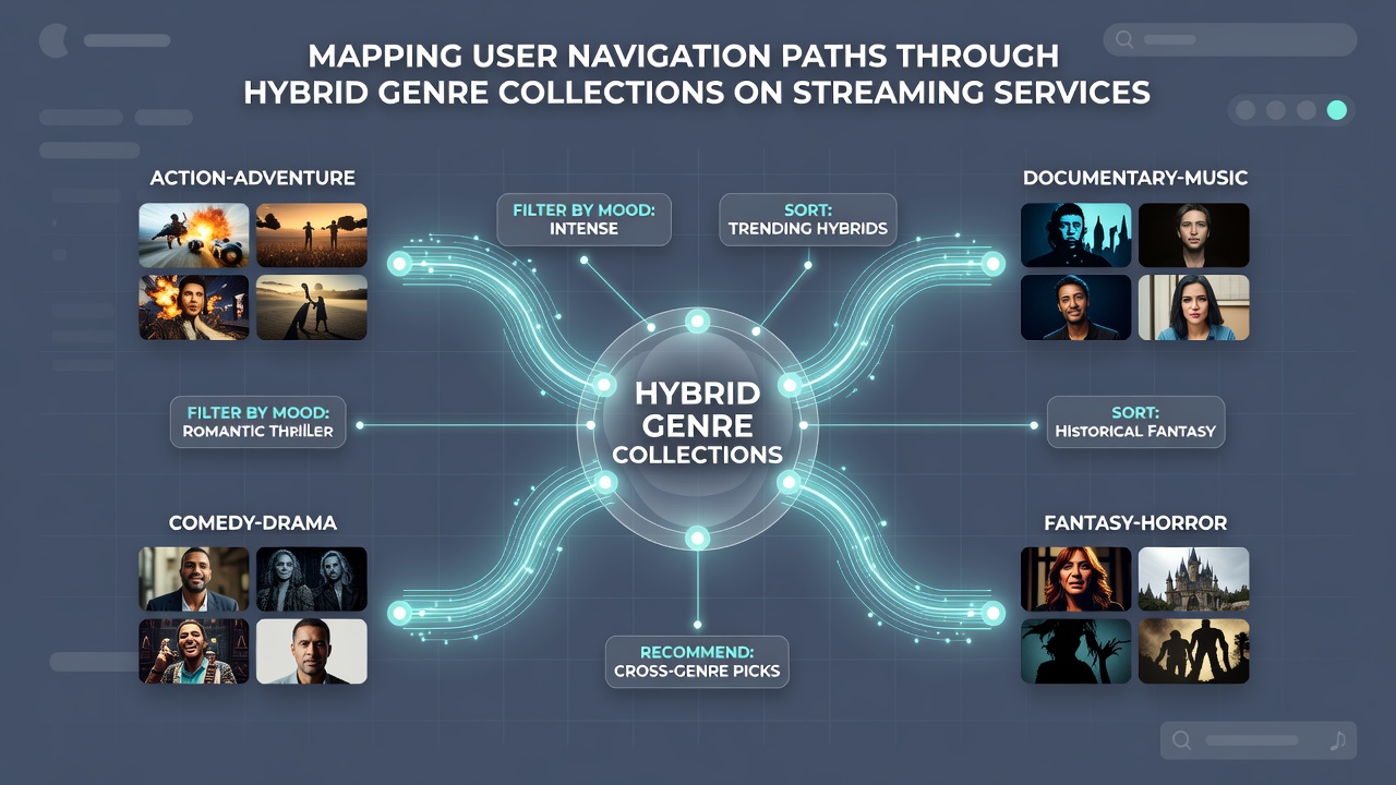 Heatmap visualization of viewer dwell times across hybrid genre rows on a tablet interface