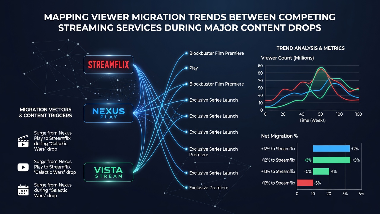 Infographic mapping viewer flow between competing streaming platforms during release events