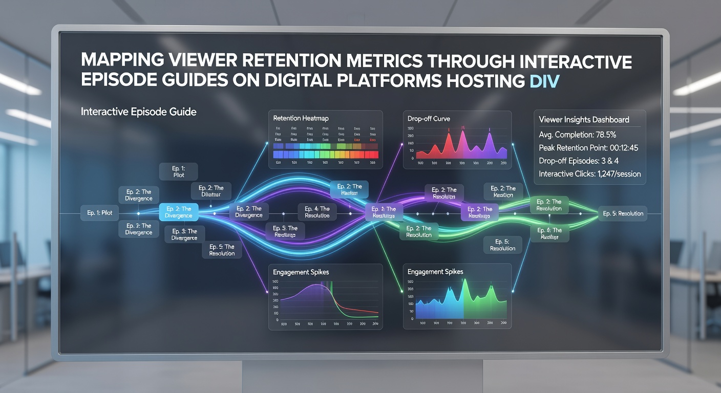 Analytics dashboard showing viewer retention curves mapped via episode guide interactions