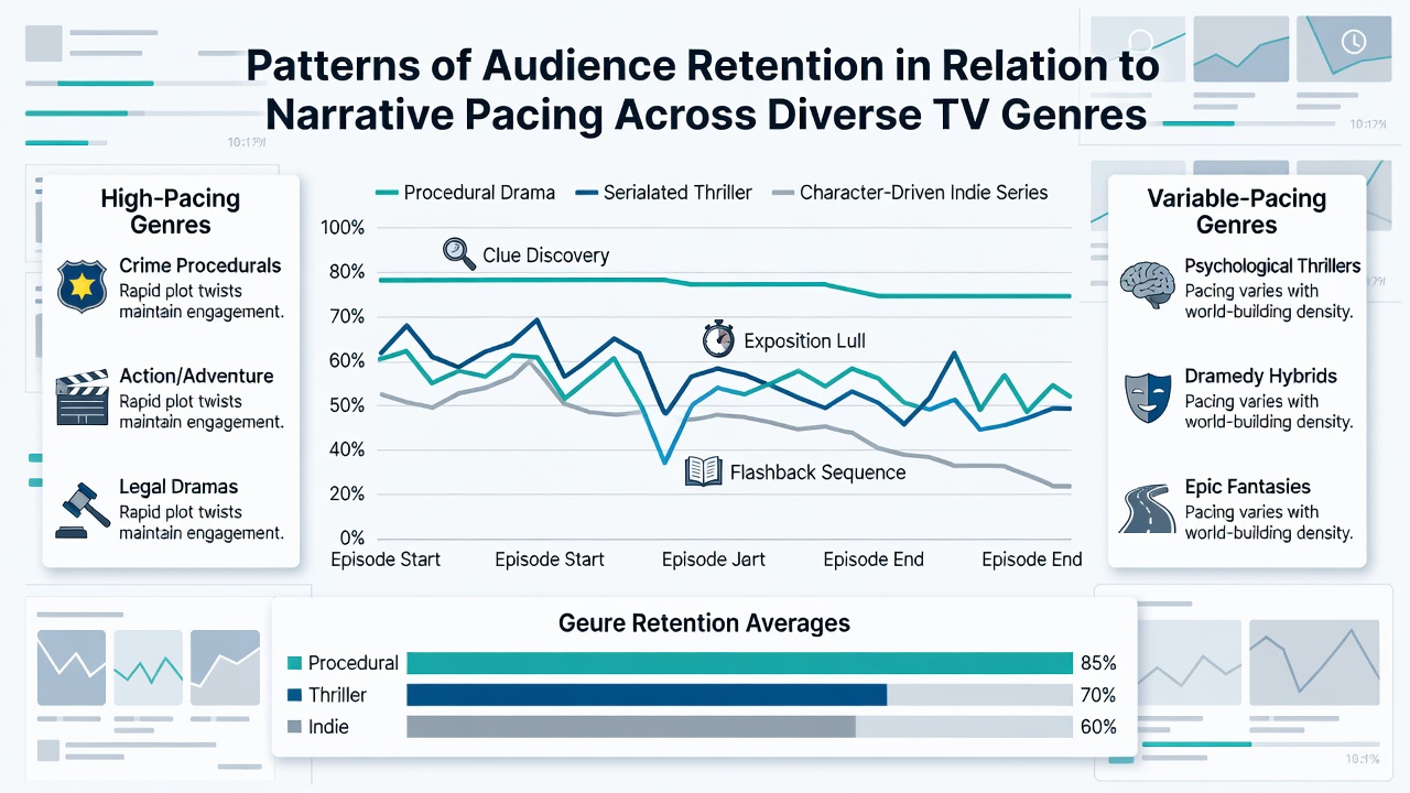 Chart illustrating viewer drop-off points in thriller and sci-fi series relative to changes in narrative speed