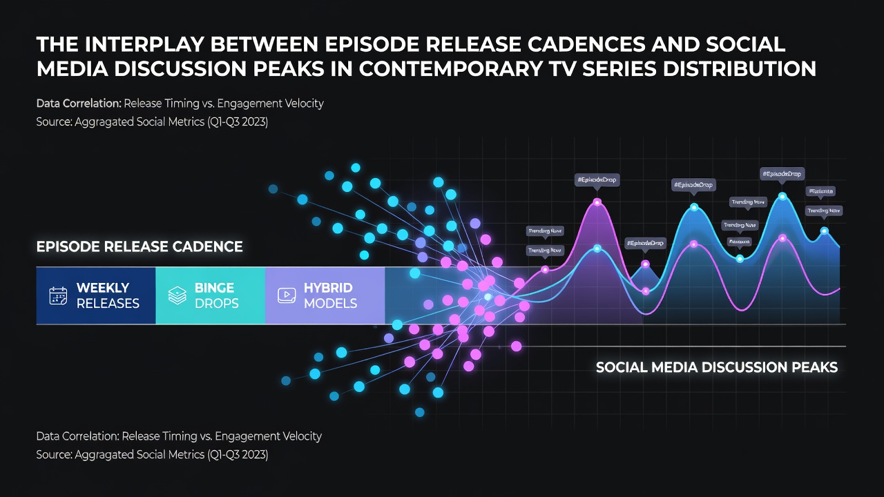 Graph showing social media discussion peaks aligned with weekly TV episode releases across multiple series platforms