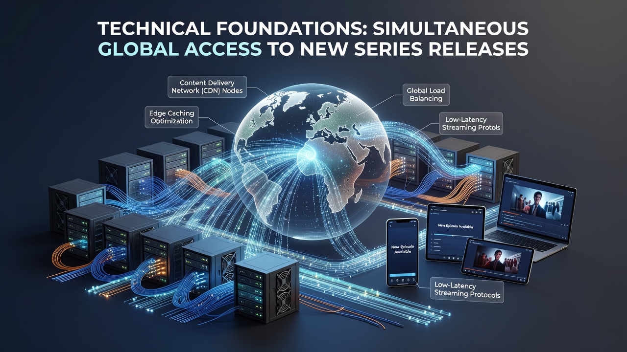 Cloud servers and synchronization protocols diagram for global media distribution