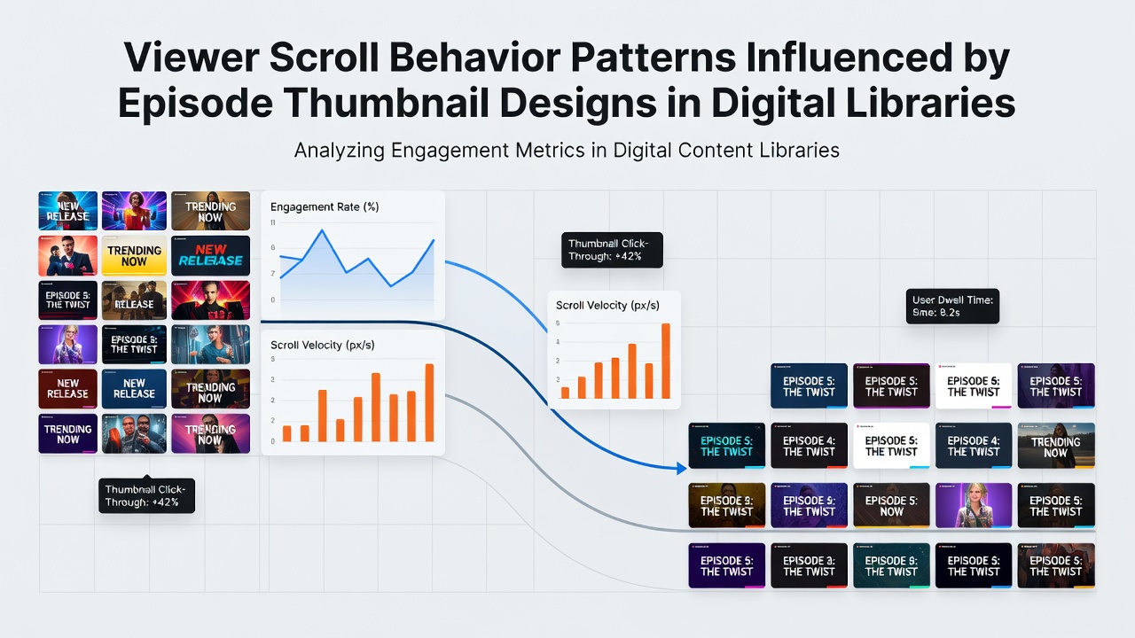 Viewers scroll through a grid of episode thumbnails in a digital streaming library interface