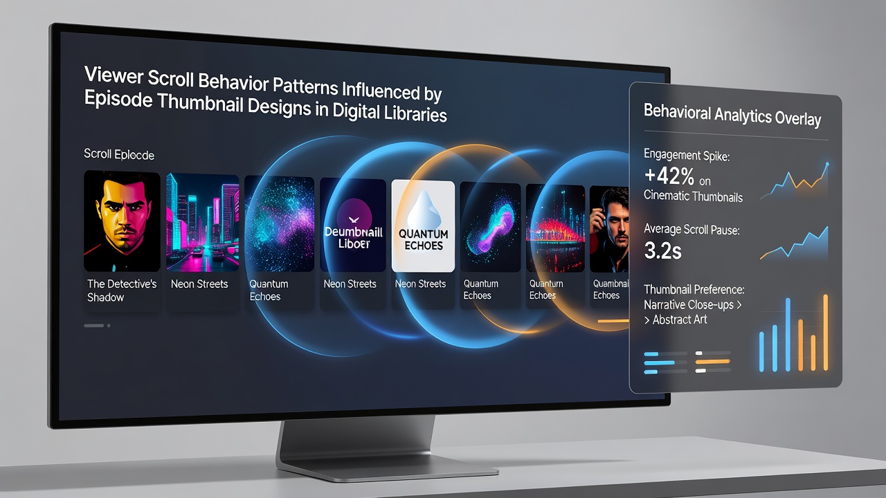 Close-up of varied episode thumbnail designs showing differences in color, text, and imagery within a streaming interface